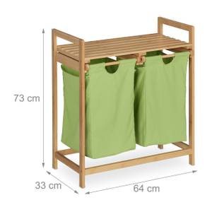 Meuble à linge en bambou Marron - Vert - Bambou - Textile - 64 x 73 x 33 cm