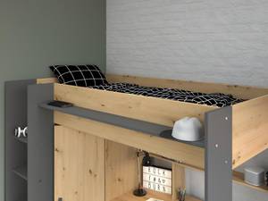 Hochbett AUCKLAND Grau - Holzwerkstoff - 116 x 178 x 204 cm