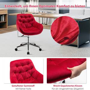 Bürostuhl mit Samtbezug Rot - Metall - Textil - 61 x 91 x 61 cm