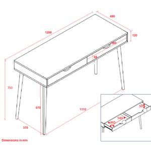 Schreibtisch SKANDI Weiß - Holzwerkstoff - 120 x 75 x 48 cm
