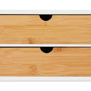 Schubladenbox Bambus & MDF 2 Fächer Braun - Weiß - Bambus - Holzwerkstoff - 33 x 14 x 21 cm