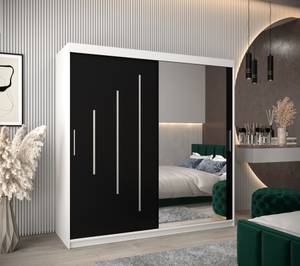 Armoire à portes coulissantes york 2 Noir - Blanc - Largeur : 200 cm - 2 porte