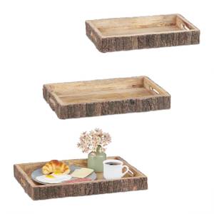 3x plateaux de service Marron - Bois manufacturé - 47 x 5 x 32 cm