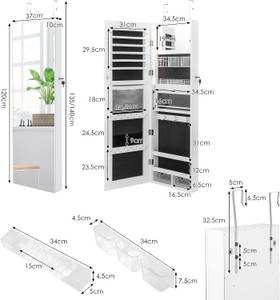 Schmuckschrank JV10433 Weiß - Holzwerkstoff - 10 x 140 x 37 cm