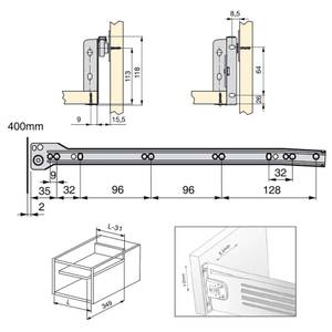 Ultrabox Schublade für Küche und Grau - Metall - 26 x 14 x 43 cm