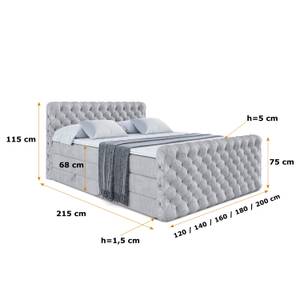 Boxspringbett BOXI8-Z KING Grau - Breite: 140 cm