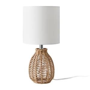 Lampe de table Alfreton Beige - Blanc - Métal - Fibres naturelles - Textile - 17 x 36 x 17 cm