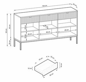 Vellore Sideboard 3-türig Weiß - Holzwerkstoff - Metall