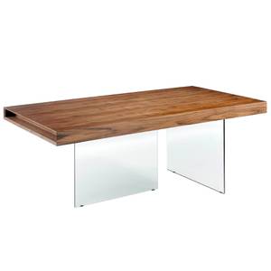 Table à manger en bois et verre Marron - Verre - Bois massif - Bois/Imitation - 200 x 75 x 100 cm