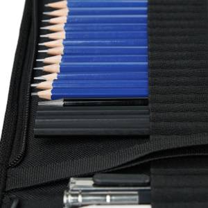Zeichenset Bleistift 33-teilig Schwarz - Blau - Weiß - Holzwerkstoff - Textil - 24 x 4 x 21 cm