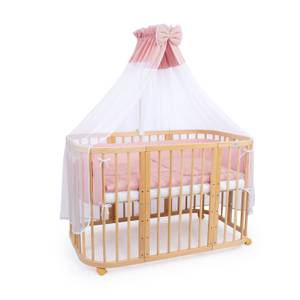 Babybett NATUR - 7in1 mit Matratze Pink - Massivholz - 78 x 81 x 128 cm