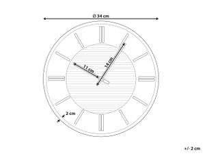 Wanduhr DAROCA Gold - Weiß - Kunststoff - 34 x 34 x 3 cm