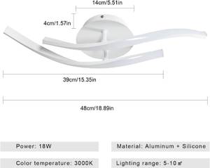 LED-Deckenleuchte Kurve C Weiß - Metall - 14 x 10 x 52 cm