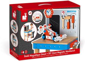 Brico Kidz riesige magnetische Werkbank Blau - Massivholz - 31 x 83 x 55 cm