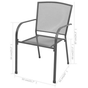 Chaise d'extérieur Gris - Métal - 61 x 87 x 55 cm