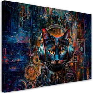 KUNSTDRUCK Cyber Cat DJ Vibes 1 100 x 70 cm