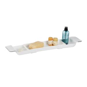 Plateau de baignoire extensible Gris - Blanc - Matière plastique - 78 x 6 x 18 cm