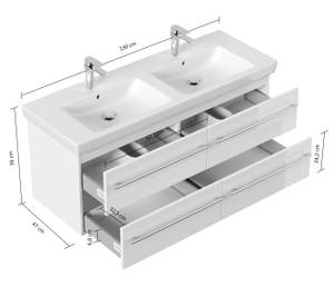 Badmöbel Set 6tlg mit V&B Subway 2.0 Weiß - Holzwerkstoff - 47 x 56 x 130 cm