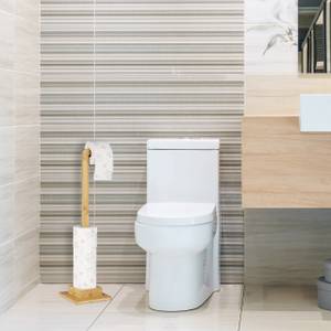 Porte-papier toilette sur pied en bambou Marron - Bambou - 24 x 72 x 19 cm