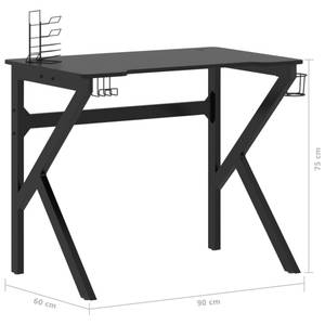 Gaming Schreibtisch Schwarz - Metall - Massivholz - 90 x 75 x 90 cm