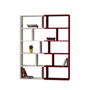 Bücherregal TAPI 2er Set -Weiß - Burgund Rot - Weiß - Holzwerkstoff - 124 x 159 x 30 cm