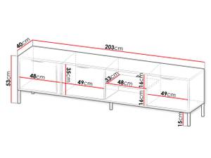 TV-Lowboard Lars 203 3D  Grau - Holzwerkstoff - 40 x 53 x 203 cm