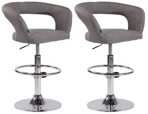 Tabouret de bar Jaen Lot de 2 Gris - Textile - 58 x 82 x 47 cm