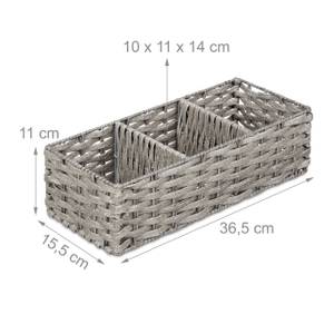 Aufbewahrungskorb geflochten Grau - Metall - Kunststoff - 37 x 11 x 16 cm