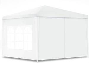 Pavillon mit 4 Seitenwänden + Fenstern Weiß - Kunststoff - 300 x 256 x 300 cm