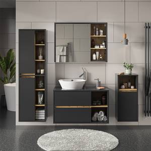 Mobilier de salle de bains Viola Anthracite - Chêne