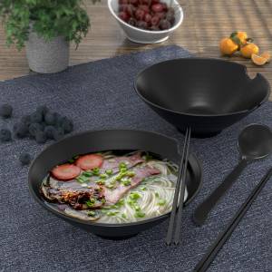 Ramen Schüssel Set Schwarz - Keramik - 23 x 9 x 23 cm