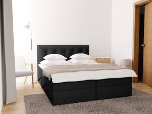 Boxspringbett Doppelbett Tissa Topper Schwarz - Breite: 180 cm