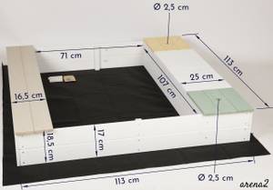 Sandkasten arena2 Weiß - Massivholz - Holzart/Dekor - 113 x 19 x 113 cm