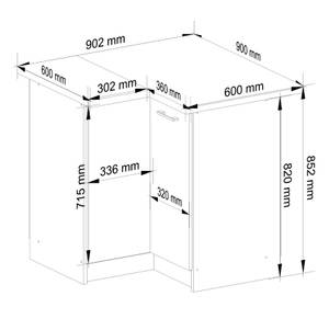 Meuble de Cuisine bas OLIWIA 90 Gris minéral - Blanc