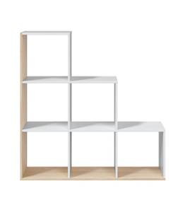 Bücherregal Treppe 6 Fächer Step Weiß - Holzwerkstoff - Kunststoff - 28 x 110 x 108 cm