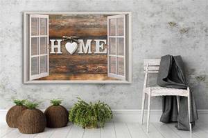 Bild Fenster Home Herz Vintage Retro 60 x 40 cm