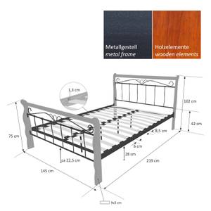 Metallbett mit Lattenrost 550 Breite: 145 cm