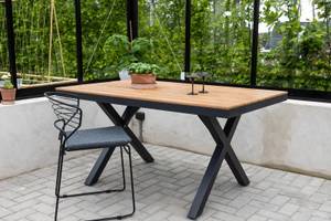 Table de jardin Garcia Marron - Métal - 90 x 74 x 150 cm