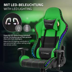 Gamingstuhl mit RGB Licht & Lautsprecher Schwarz - Grün