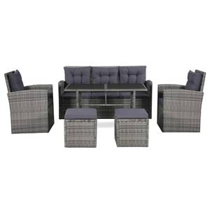 Garten-Lounge-Set (6-teilig) 43960 Grau - Kunststoff - Polyrattan - 70 x 66 x 120 cm