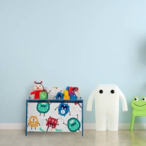 Coffre à jouets avec monstres Bleu - Vert - Blanc - Bois manufacturé - 60 x 50 x 37 cm