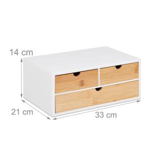 Schreibtisch Organizer 3 Schubladen Braun - Weiß - Bambus - Holzwerkstoff - 33 x 14 x 21 cm