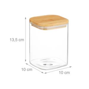 3er Set Vorratsgläser mit Deckel 900 ml Braun - Bambus - Glas - Kunststoff - 10 x 14 x 10 cm