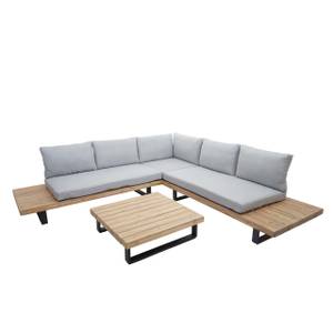 Garten-Garnitur H54 (2-teilig) Schwarz - Braun - Grau - Metall - Holzart/Dekor - Holz teilmassiv - 255 x 75 x 255 cm