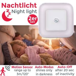 LED Nachtlicht 2er Set BKL1133 Weiß - Kunststoff - 7 x 7 x 7 cm