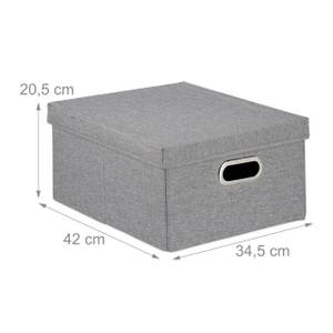 2 x Graue Aufbewahrungsbox mit Deckel Grau - Metall - Papier - Textil - 35 x 21 x 42 cm