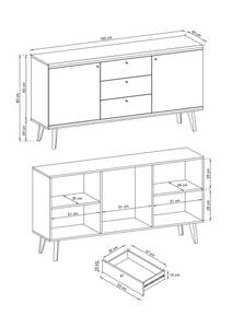 Kommode PRIMO PKSZ160 Beige - Weiß - Holzwerkstoff - Kunststoff - 160 x 83 x 40 cm