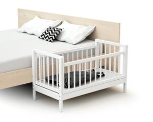 Co-Sleeping-Wiege Weiß - Massivholz - 45 x 76 x 88 cm