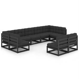 Salon de jardin 3009755-2 (lot de 9) Anthracite - Noir