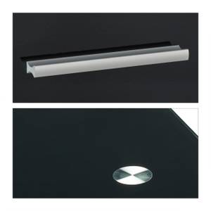 Bureau en verre avec tiroir Noir - Bois manufacturé - Verre - Métal - 110 x 75 x 55 cm
